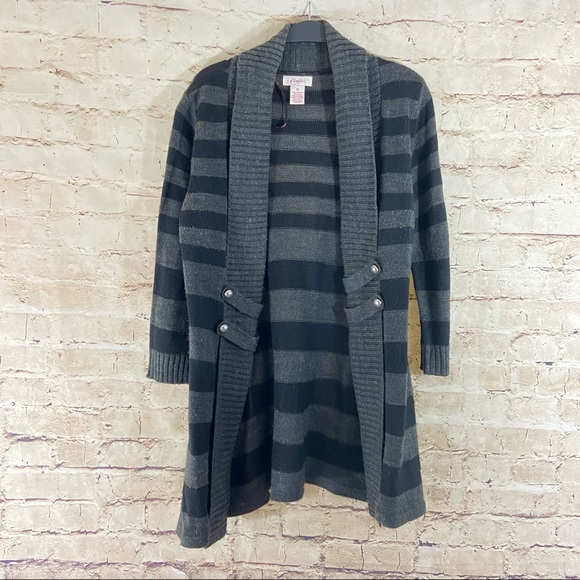 Candie's Sweaters - Black and gray striped open slit cardigan size M